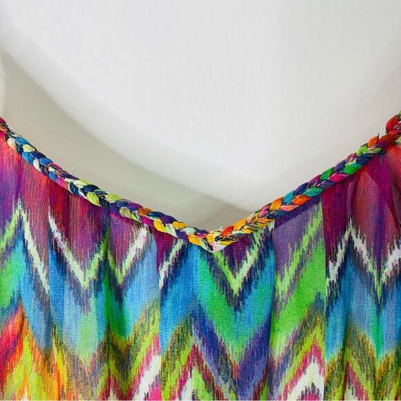 New Directions pink blue green Pride chiffon maxi boho festival dress large - Picture 5 of 7